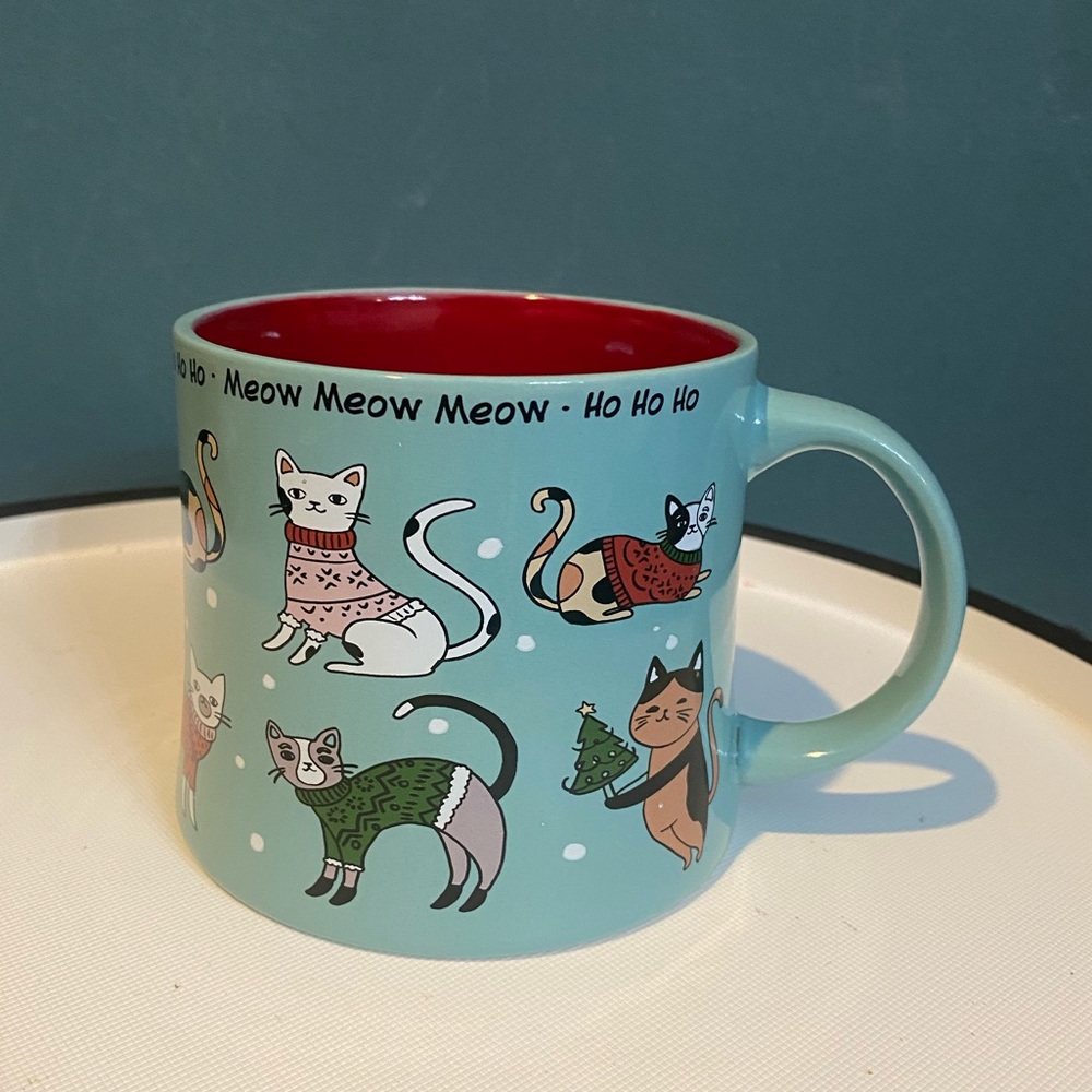 Spectrum Designz Christmas CAT COFFEE TEA MUG CUP  HO HO HO MEOW MEOW MEOW NWT